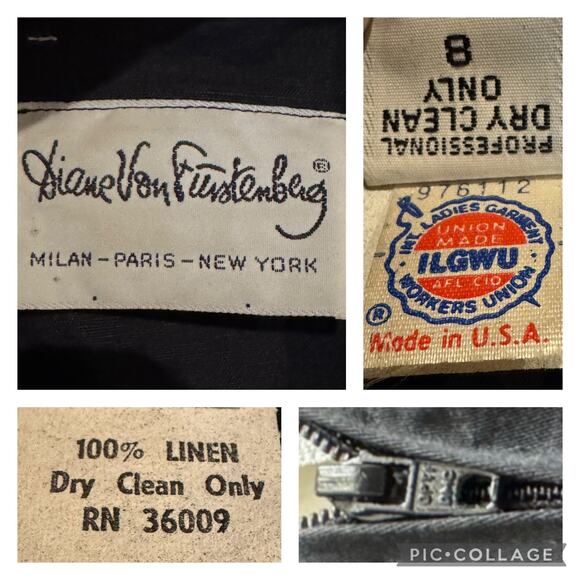 Vintage 70’s Diane Von Furstenberg Ladies Linen black midi dress size small - Picture 12 of 17